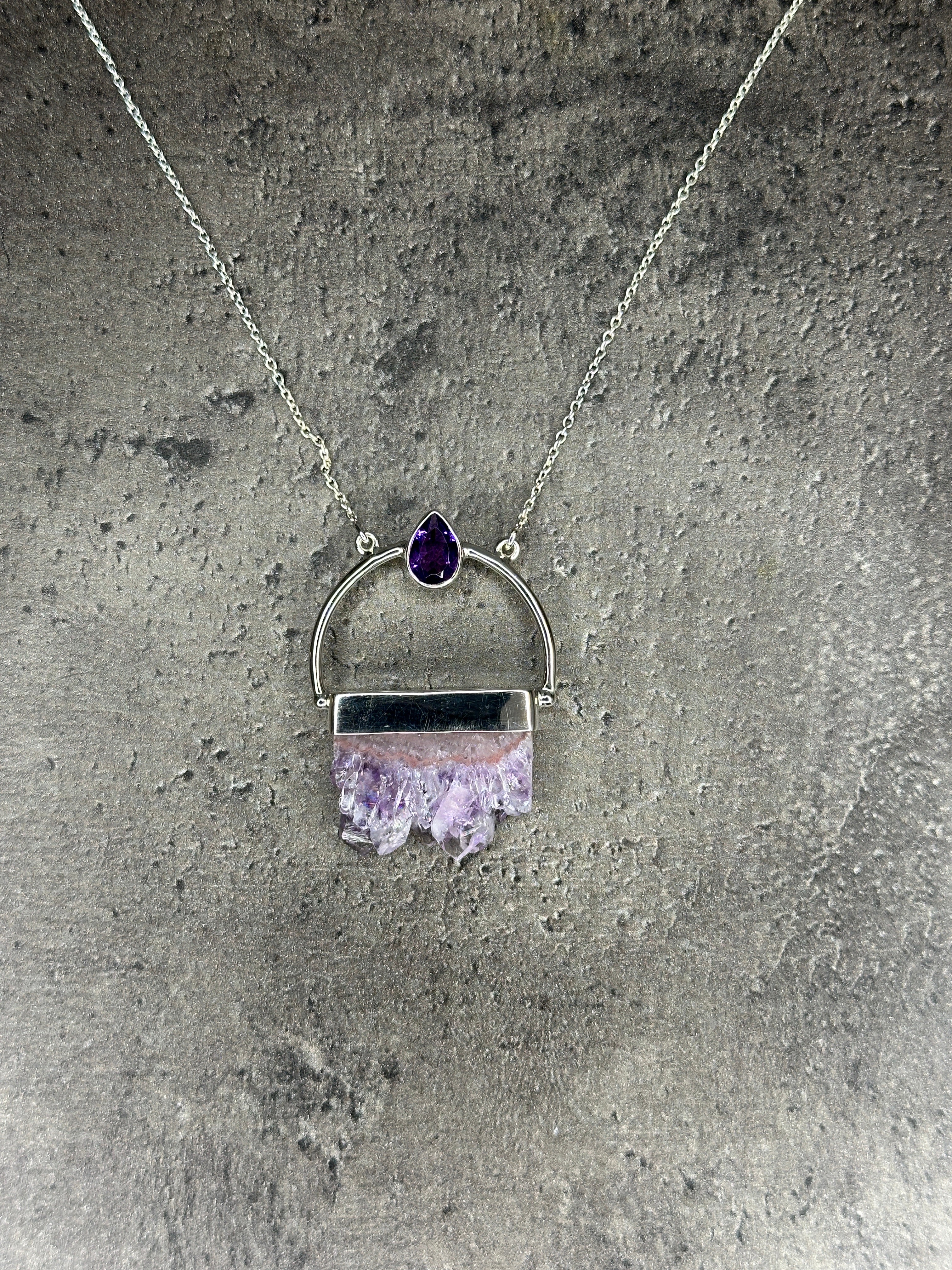 Amethyst - Rough and faceted necklace