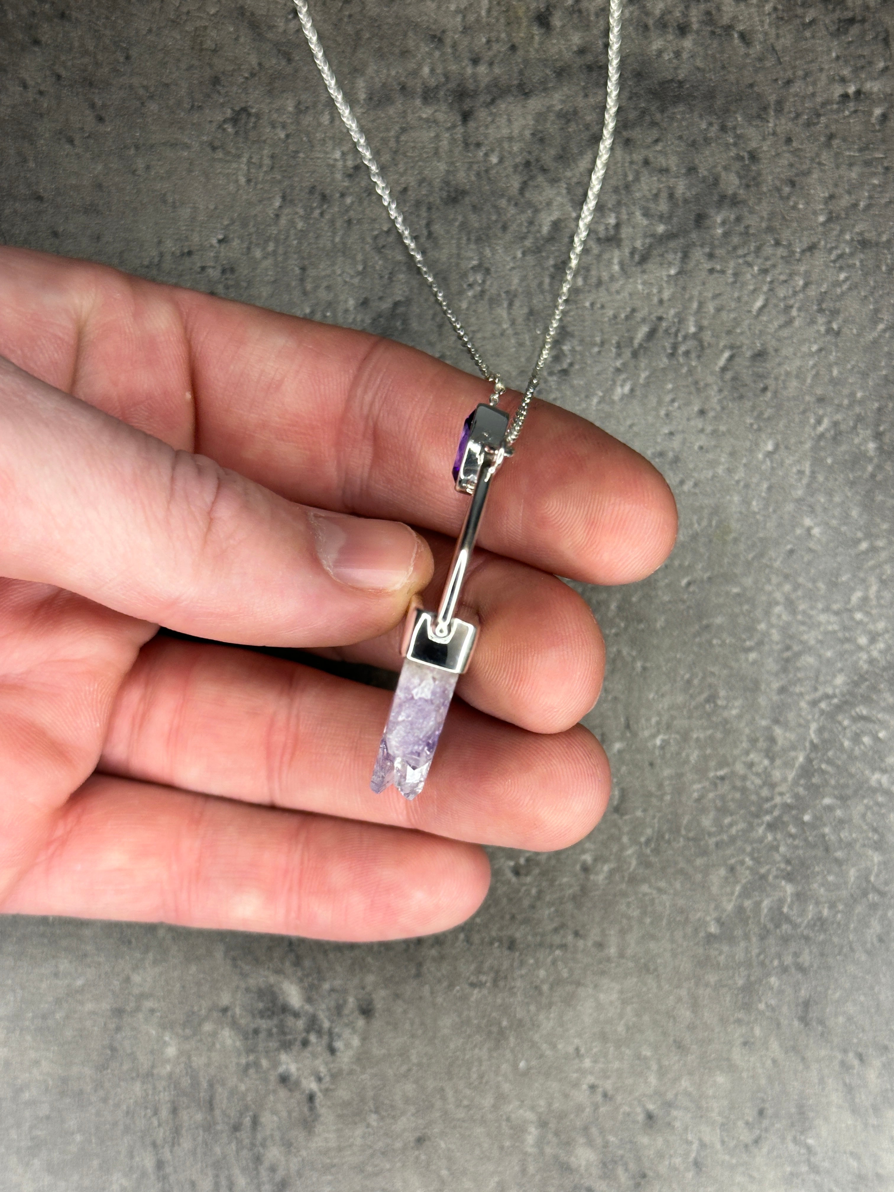 Amethyst - Rough and faceted necklace