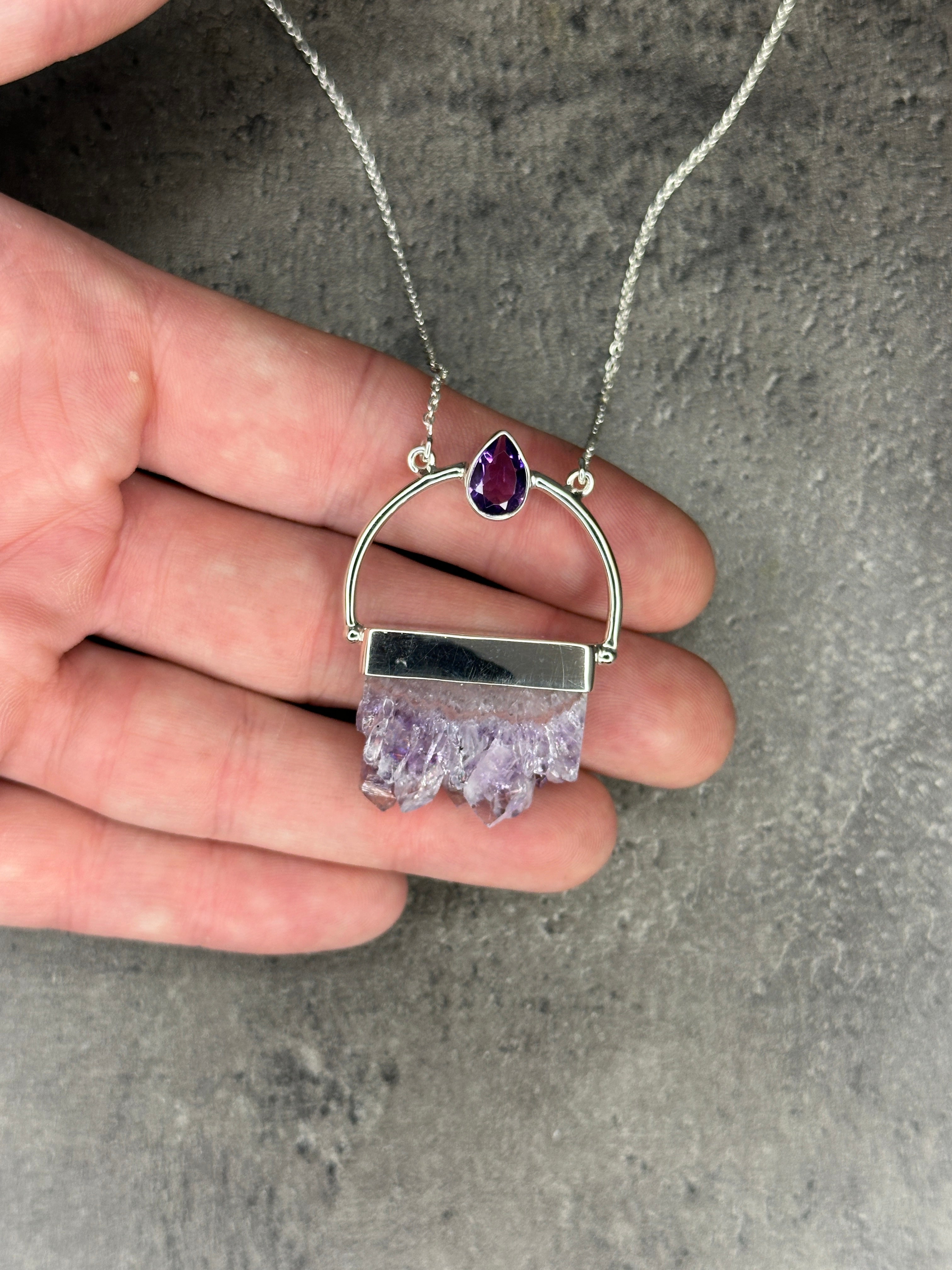 Amethyst - Rough and faceted necklace