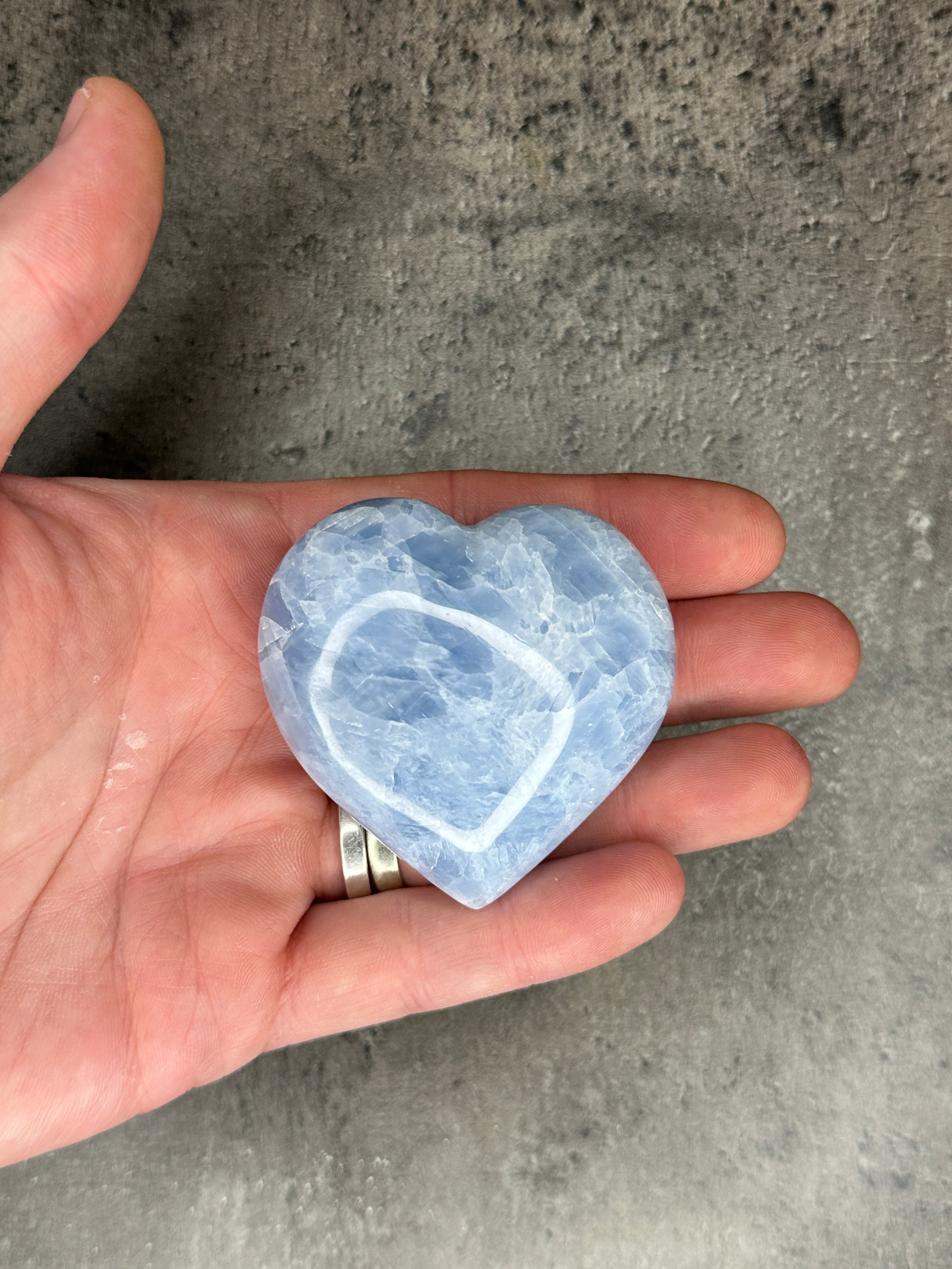 Blue calcite - Large heart