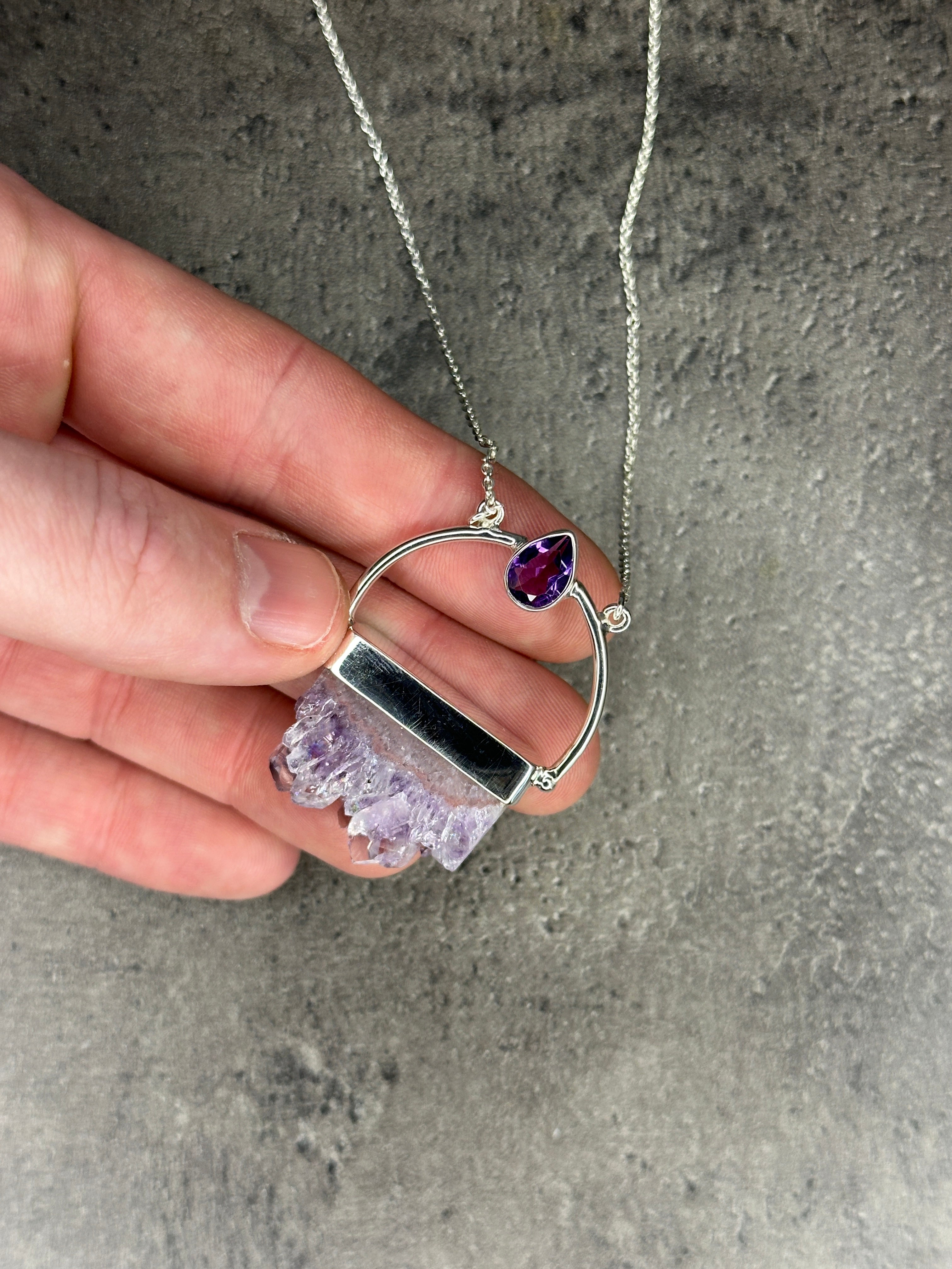 Amethyst - Rough and faceted necklace