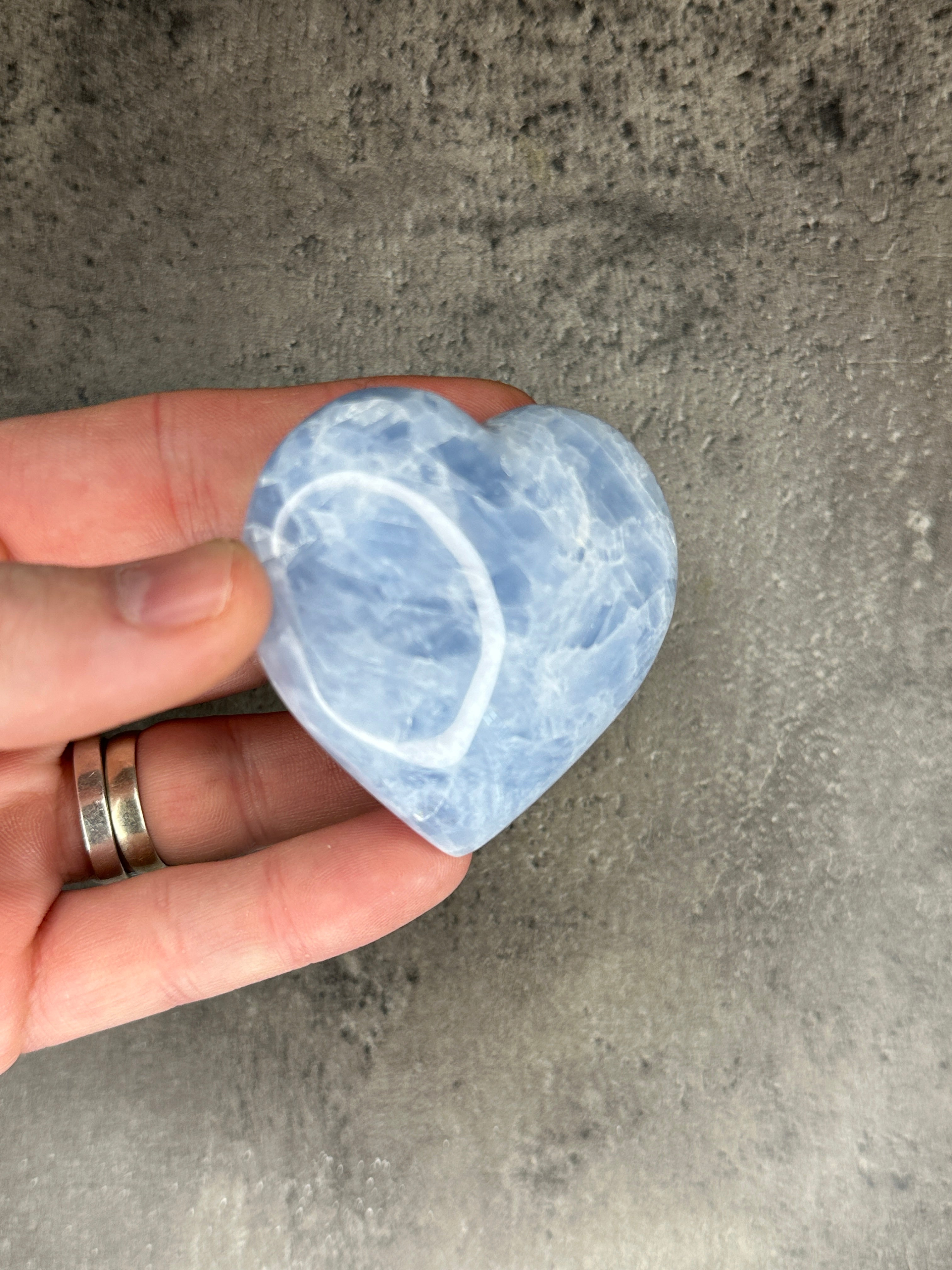 Blue calcite - Large heart